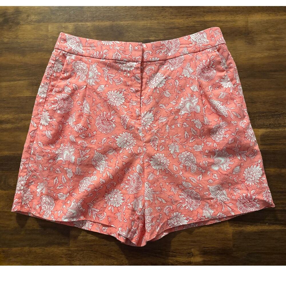 J Crew Women’s 6 Shorts Linen Blend 5" Inseam Pleated Elastic Waist Vacation